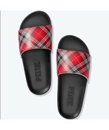 New Victoria&#39;s Secret Pink Women&#39;s Slides Sandals Red/Black/White Plaid ... - $60.91 CAD