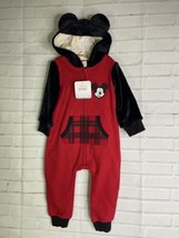 Disney Baby Mickey Mouse Footless One Piece Zip Romper Outfit Hooded 18 ... - £19.78 GBP