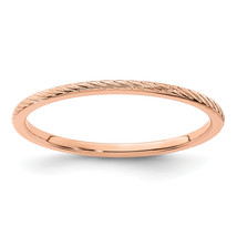 14K Rose Gold 1.2mm Twisted Wire Pattern Stackable Band Size 5 STK22 - £144.52 GBP