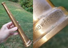 Vintage Wooster Brass 12&quot; Fire Hose Nozzle Firefighting Decor / Display ... - $644.81 MXN