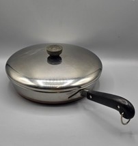 VINTAGE Revere Ware 10&quot; Copper Clad Stainless Steel Skillet, Frying Pan w/Lid - £18.71 GBP