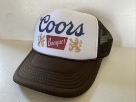 Vintage Coors Banquet Beer Hat Beer Trucker Hat adjustable Brown Party Cap - £13.12 GBP