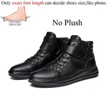 Winter Genuine Leather Ankle Men&#39;s Boots Pure Black Fashion High Top Skateboardi - £73.16 GBP