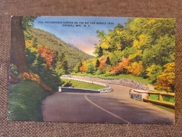 Vtg Linen Postcard Curves On Rip Van Winkle Trail, Catskill Mountains, New York - £3.45 GBP