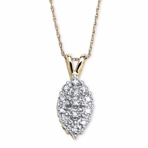 10K Gold Pave Diamond Cluster Pendant Charm Pendant Necklace With 18&quot; Chain - £320.72 GBP