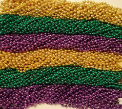 72 Purple Green Gold PGG Mardi Gras Beads Necklaces Party 6 Dz Free Shipping - £15.33 GBP