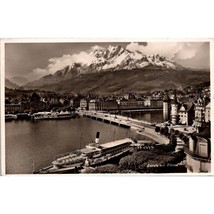 Vintage Swiss RPPC Postcard, Luzern mit Pilatus Mountain near Lucerne Sw... - £30.16 GBP
