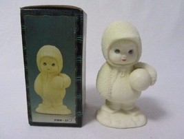 Porcelain Little Snow Covered Boy Holding Snowball Figurine Mib - $7.69