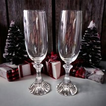 Mikasa The Ritz Wine Glass Crystal Champagne Flute Set Of 2 Christmas Vintage - £27.84 GBP