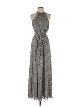 Leifsdottir Cockatoo Feather-Print Maxi in Cream Navy Silk Halter Dress 4 - $51.48