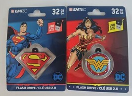Emtec Wonder Woman and Superman USB 32 GB Flash Drive/Keychain Back to S... - $16.00