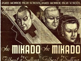 James Monroe High School MIKADO Program 1950&#39;s Wood Block Print Cover - £18.66 GBP