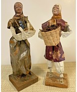 Vintage Mexican Folk Art Paper Mache Figures A Farmer and His Wife - £15.68 GBP