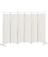 6-Panel Room Divider Folding Privacy Screen w/Steel Frame Decoration White - £133.67 GBP
