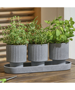 4-Piece Ceramic Herb Planter, Gray - $41.35 CAD