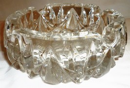 VINTAGE LEAD CUT CRYSTAL CLEAR GLASS TABLE TOP CIGARETTE CIGAR ASHTRAY - £30.02 GBP
