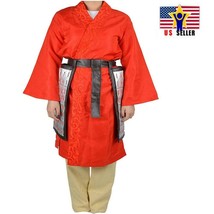 Chinese Warrior Heroine Hua Mulan Movie Girl Halloween Red Costume Size Large - £32.08 GBP