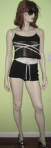 Vintage DALMYS Women&#39;s Ladies Lingerie Camisole Boy Shorts Black White S... - £28.77 GBP