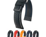Hirsch Carbon Calf Watch Strap - Black Band/White Upper Stitching - XL -... - $87.95