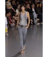 Dolce &amp; Gabbana Leather-Trimmed and Gray Draped Deconstructed Jeans 42IT... - $617.40 CAD
