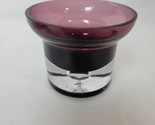 ART GLASS Small Amethyst Purple Glass Bowl Votive Candle Clear Air Bubbl... - $14.84