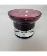 ART GLASS Small Amethyst Purple Glass Bowl Votive Candle Clear Air Bubbl... - $14.84