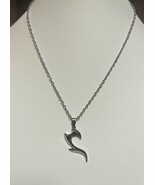 One Heart Necklace Abstract Silver Plated With Black Accents Love - $10.99
