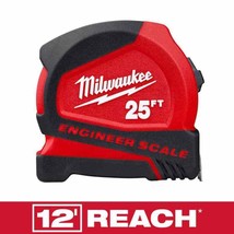 25 Ft. Compact Tape Measure with Engineer Scale MILWAUKEE - £14.23 GBP