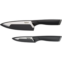 TEFAL Comfort Stainless Steel Knife 2p Paring 3.5&quot;/9cm + Chef 5.9&quot;/15cm Silver - £31.19 GBP