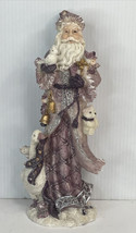 Santa Figurine Whimsical Victorian Shabby Chic SparklyVintage Purple 11”... - $17.77