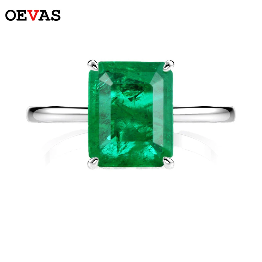 Solid 925 Sterling Silver 6 Carat Emerald High Carbon Diamond Rings For Women Sp - £26.92 GBP