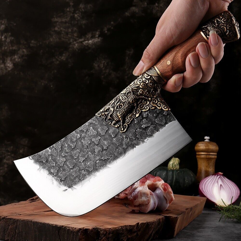 Traditional Handmade Forged High Carbon Steel Butcher Knife Sharp Cleave... - $99.00