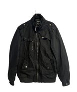 WANTDO Mens Military Jacket Black Cotton Coat Full Zip Flannel Lined Sz L - $31.67