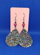 Sparkly Silver Multicolor Pastel Glitter Confetti Earrings - $2.97