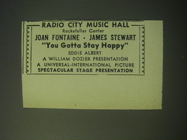 1948 You Gotta Stay Happy Movie Ad - Radio City Music Hall Rockefeller Center  - £14.26 GBP