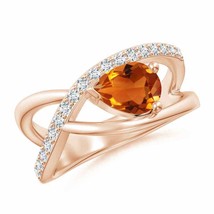 ANGARA Criss Cross Pear Shaped Citrine Ring with Diamond Accents - £1,071.89 GBP