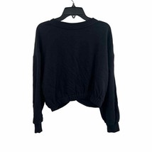 Alice and Olivia Black Marcelle Twist Front Crop Sweatshirt Size Medium New - £59.72 GBP