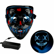 Halloween Glow Mask Light up Mask LED Scary Neon Cosplay Makeup EL Wire Lighting - £7.44 GBP