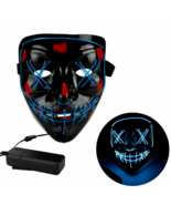 Halloween Glow Mask Light up Mask LED Scary Neon Cosplay Makeup EL Wire ... - £7.51 GBP