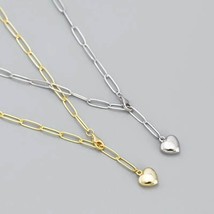 Fashion fine 925 sterling silver plain chunky chic heart necklace jewelry women  - £27.17 GBP