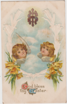 God Bless Thy Easter Postcard 1913 J. J Marks Child Angels Monett MO Pierce City - £2.35 GBP