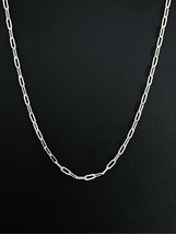 Solid Sterling Silver 925 Rhodium Plate Paperclip Link Chain Necklace-18&quot; - £103.91 GBP