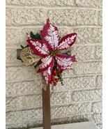 Christmas Cemetery Cross:Candy Cane Poinsettia grave flowers, Red Grave ... - $477.63 MXN