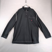 Vtg Nautica Pullover 1/4 Zip Sweatshirt Mens XXL Black White Stitching M... - €22,43 EUR