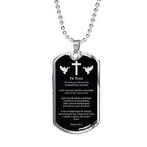 Express Your Love Gifts Lord&#39;s Prayer Portuguese Pai Nosso Dog Tag Engraved 18k  - £54.45 GBP