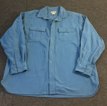 LL Bean Thick Flannel Chamois Cloth Shirt Blue Outdoor Hike Men&#39;s Size X... - £19.50 GBP