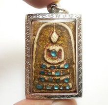 Phra Somdej Blue Stone Takrut Blessed 1967 Wat Rakang Thai Buddha Amulet Pendant - £77.16 GBP