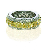 6.09ct Natural Fancy Yellow Color Diamonds Engagement Ring 18K Solid Gold 11G - £23,476.46 GBP