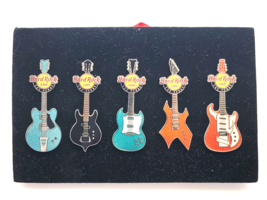 Hard Rock Cafe Las Vegas Guitar Pins Set 5 Colors Teal Blue Black Orange... - $33.00