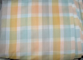 Light Teal Orange Mango &amp; WHITE PLAID Rayon Cotton Fabric 46&quot; wide x 3 2/3 yards - £9.40 GBP